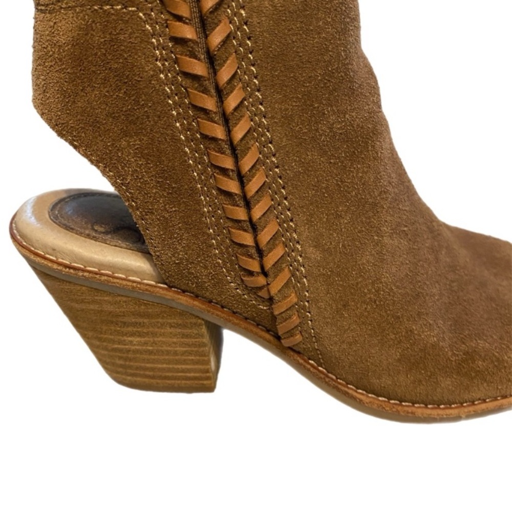 Sofft Brown‎ Festival Suede Peep-Toe Heeled Boots - Picture 3 of 10